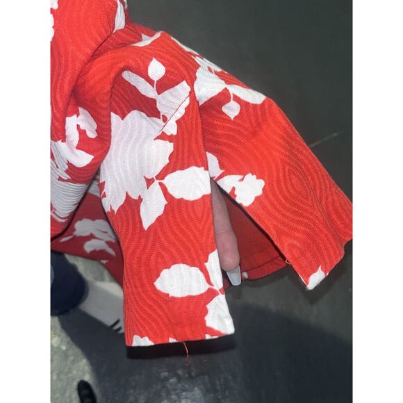 Talbots Pencil Skirt Petites Bright Red White Knee Length Cotton Lined Sz 12P - Picture 3 of 5